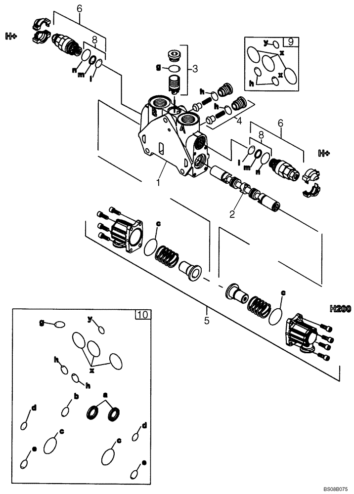 Схема запчастей Case 590SM - (08-43) - VALVE SECTION - BACKHOE SWING (WITH PILOT CONTROLS) (590SM+) (08) - HYDRAULICS