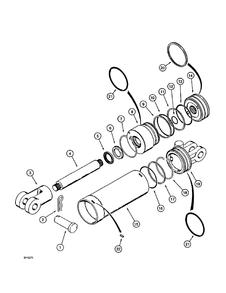 Схема запчастей Case 860 - (8-070) - BACKFILL BLADE TILT CYLINDER ASSEMBLY - 101645A1 (08) - HYDRAULICS