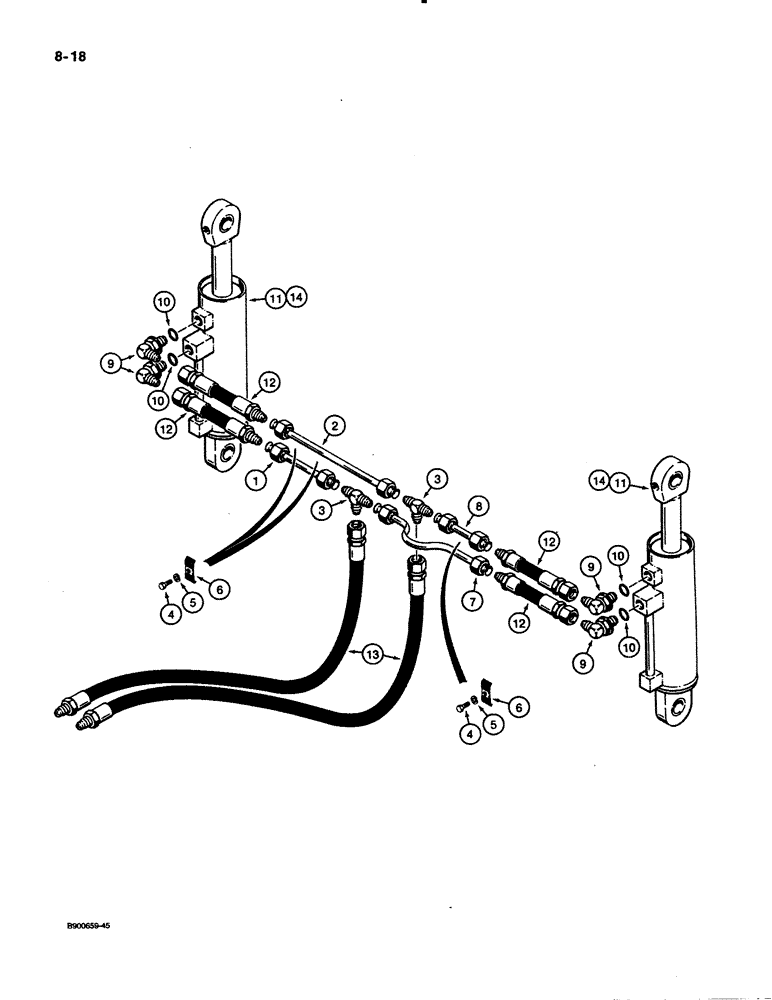 Схема запчастей Case 621 - (8-18) - HYDRAULIC CIRCUIT, AUXILIARY CYLINDERS TO CLAM BUCKET (08) - HYDRAULICS