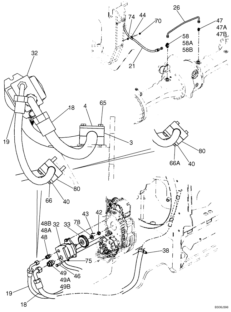 Схема запчастей Case 821E - (07-03A) - HYDRAULICS - BRAKE, MAIN - REAR AXLE - PUMP (07) - BRAKES