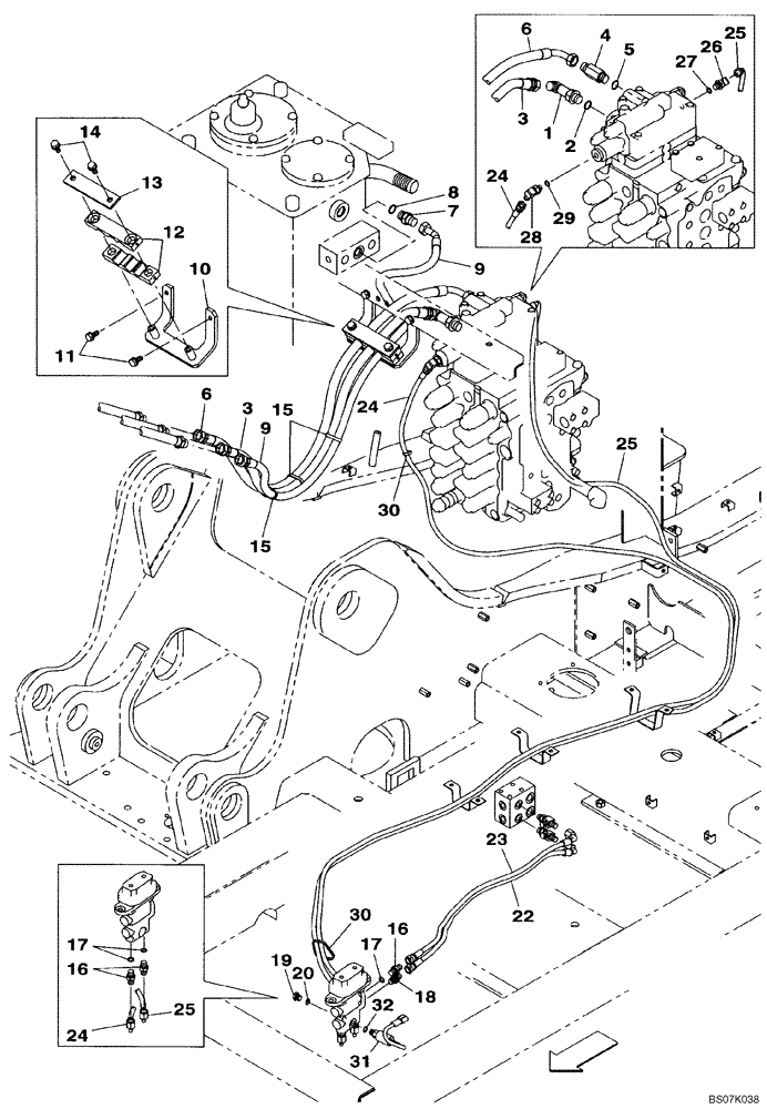 Схема запчастей Case CX130B - (08-43) - HYDRAULICS, AUXILIARY - SECOND ACTING CIRCUIT, PEDAL ACTIVATED (08) - HYDRAULICS