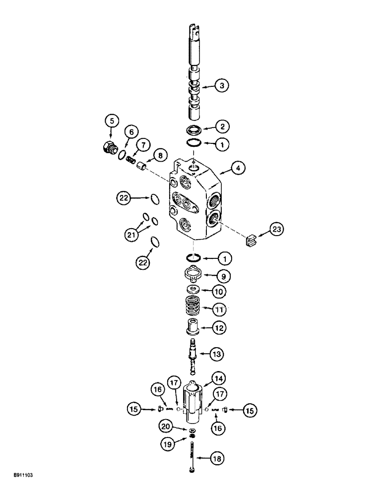 Схема запчастей Case 860 - (8-022) - ATTACHMENT CONTROL VALVE ASSEMBLY - H674793 - BLADE LIFT SECTION (08) - HYDRAULICS