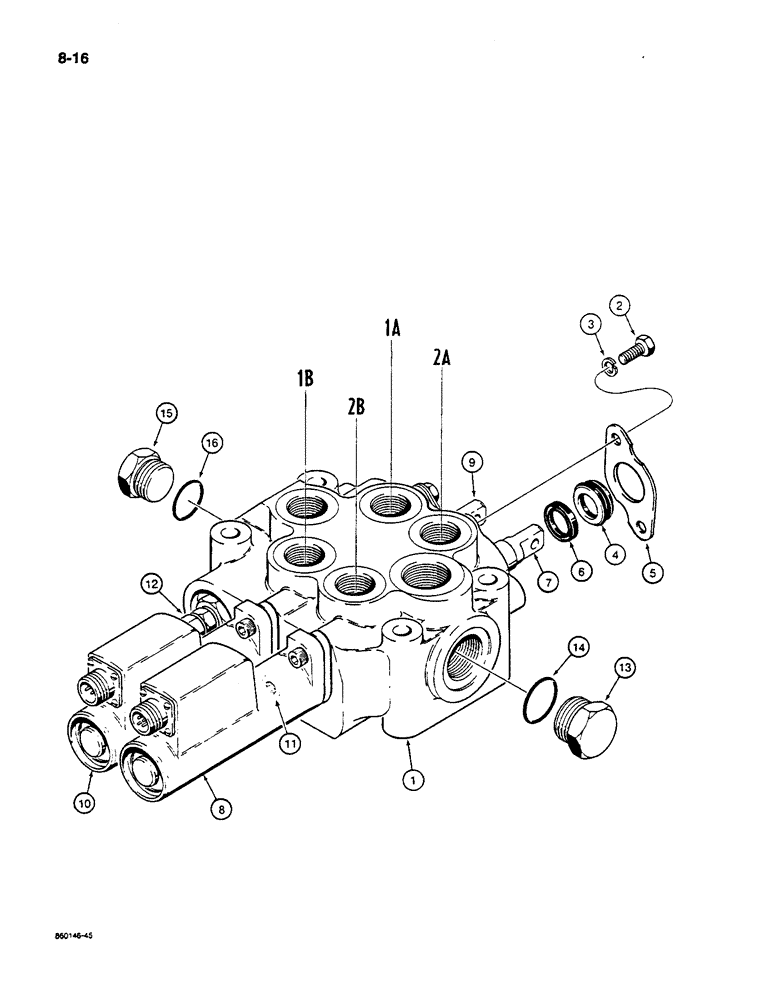 Схема запчастей Case W14C - (8-16) - LOADER CONTROL VALVE - TWO SPOOL (08) - HYDRAULICS