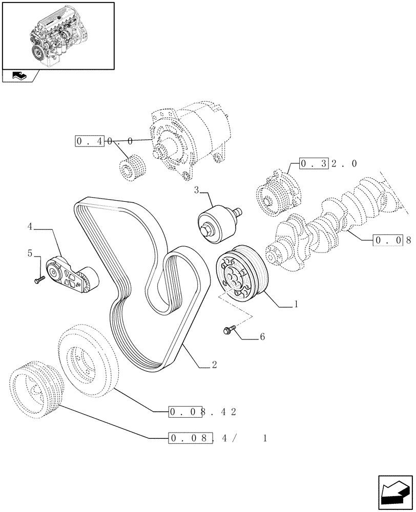 Схема запчастей Case F3BE0684N E904 - (0.08.4) - PULLEY - CRANKSHAFT (504254435) 