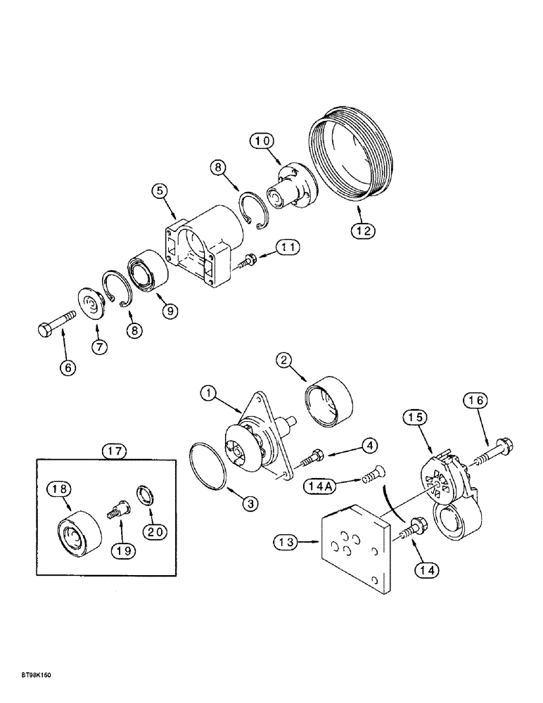 Схема запчастей Case 721B - (2-17A) - WATER PUMP SYSTEM, 6T-830 EMISSIONS CERTIFIED ENGINE, LOADER P.I.N. JEE053200 & AFTER (02) - ENGINE