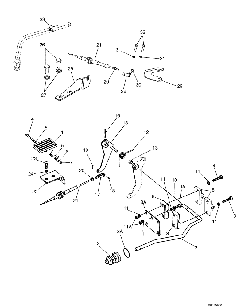 Схема запчастей Case 580M - (03-03) - CONTROLS - THROTTLE, FOOT (03) - FUEL SYSTEM