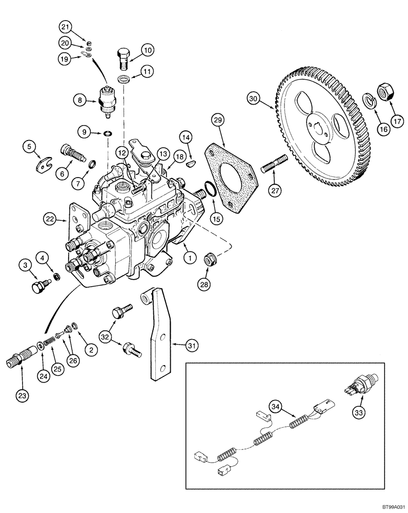 Схема запчастей Case 550H-IND - (03-13) - FUEL INJECTION, PUMP AND DRIVE, 4-390 EMISSIONS CERTIFIED ENGINE (03) - FUEL SYSTEM