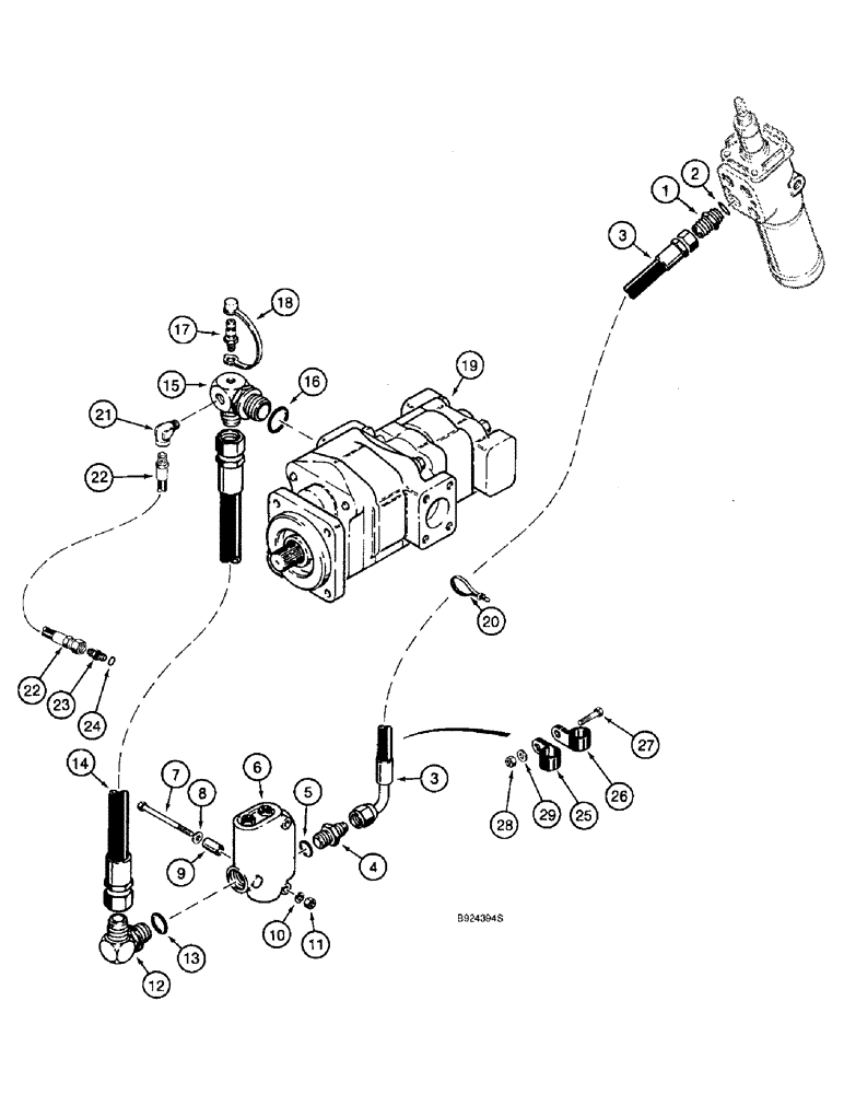 Схема запчастей Case 821B - (5-06) - STEERING HYDRAULIC CIRCUIT, PUMP TO STEERING CONTROL VALVE & PRESSURE REDUCING VALVE (05) - STEERING