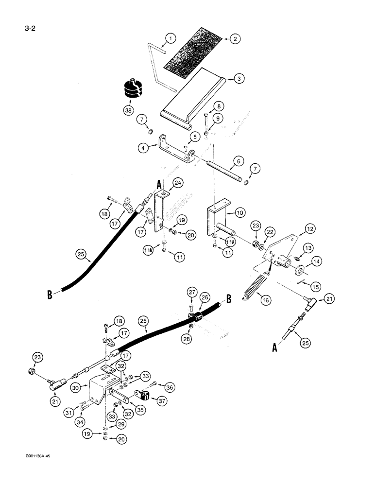 Схема запчастей Case 621 - (3-02) - FOOT THROTTLE CONTROL (03) - FUEL SYSTEM