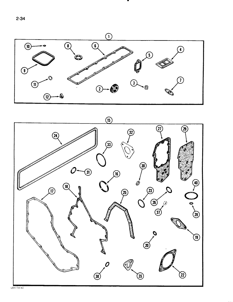 Схема запчастей Case 621 - (2-34) - GASKET KITS, 6T-590 ENGINE, VALVE GRIND (02) - ENGINE