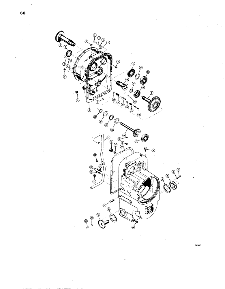 Схема запчастей Case W24B - (066) - TRANSMISSION, TORQUE CONVERTER HOUSING, GEARS, AND TRANSMISSON HOUSING (06) - POWER TRAIN