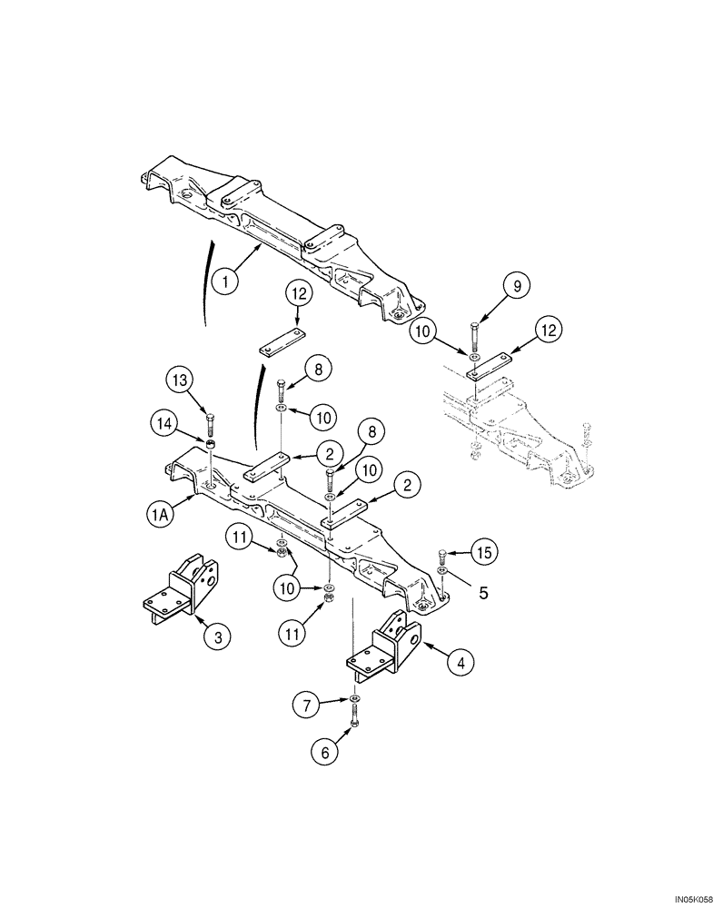 Схема запчастей Case 550H-IND - (09-08) - CROSSMEMBER, MOUNTING (09) - CHASSIS/ATTACHMENTS