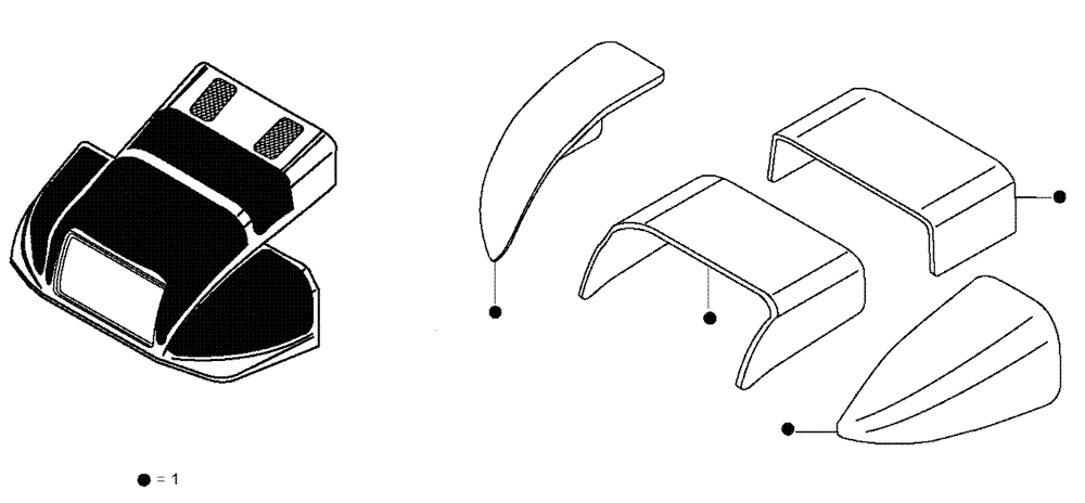 Схема запчастей Case 330 - (59A00010524[01]) - HOODS - SOUND ABSORBING PANEL (10) - Cab/Cowlings