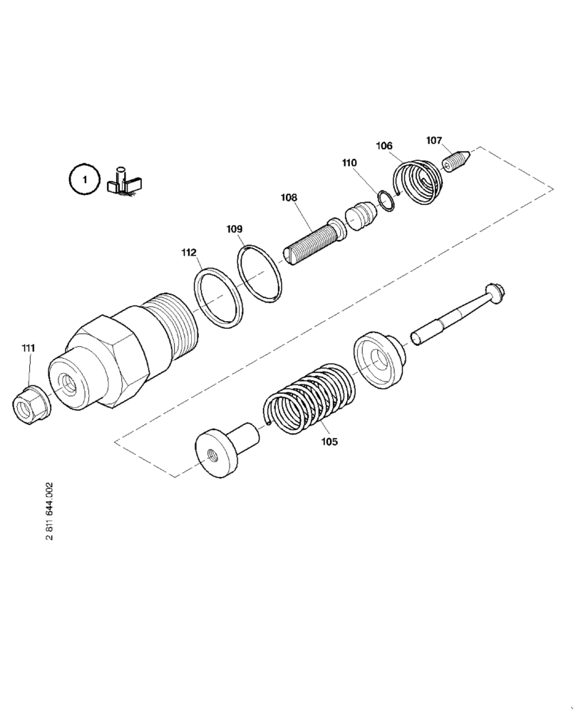 Схема запчастей Case 121E - (23.032[2811644001]) - PRESSURE RELIEF VALVE (35) - HYDRAULIC SYSTEMS