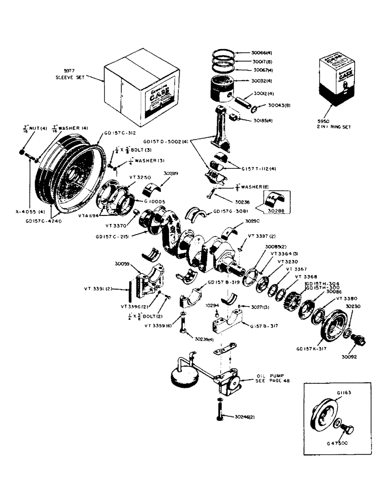 Схема запчастей Case 320 - (024) - DIESEL ENGINE, CRANKSHAFT, FLYWHEEL, PISTONS AND CONNECTING RODS (02) - ENGINE