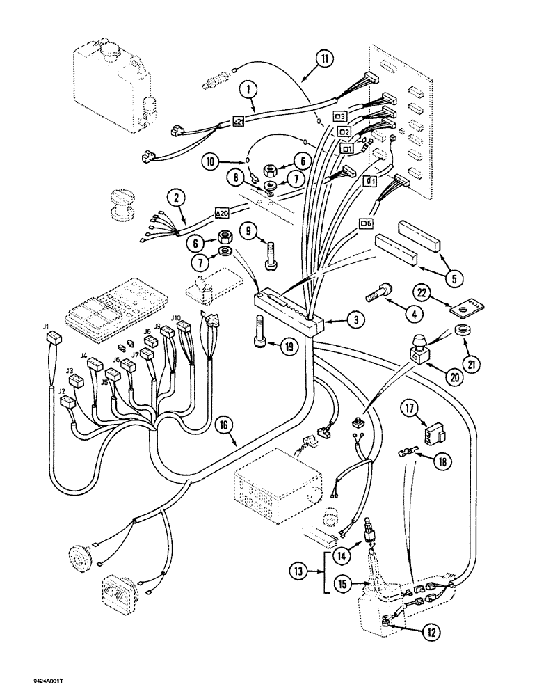 Схема запчастей Case 1088 - (4-16) - CAB ELECTRICAL HARNESS, P.I.N. FROM 19801 TO 20221, P.I.N. FROM 106901 TO 10905 (04) - ELECTRICAL SYSTEMS