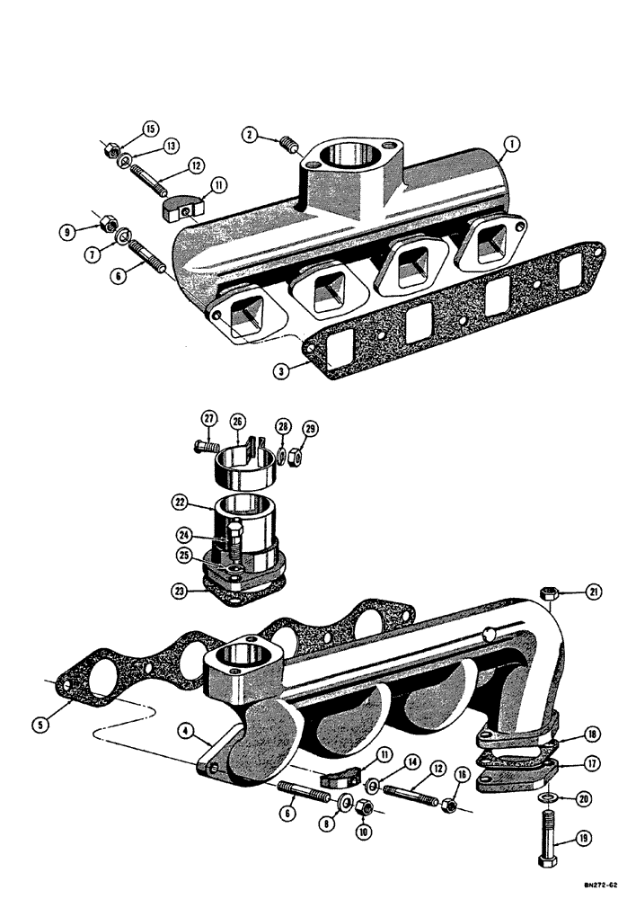 Схема запчастей Case 310E - (026) - MANIFOLD - DIESEL (01) - ENGINE