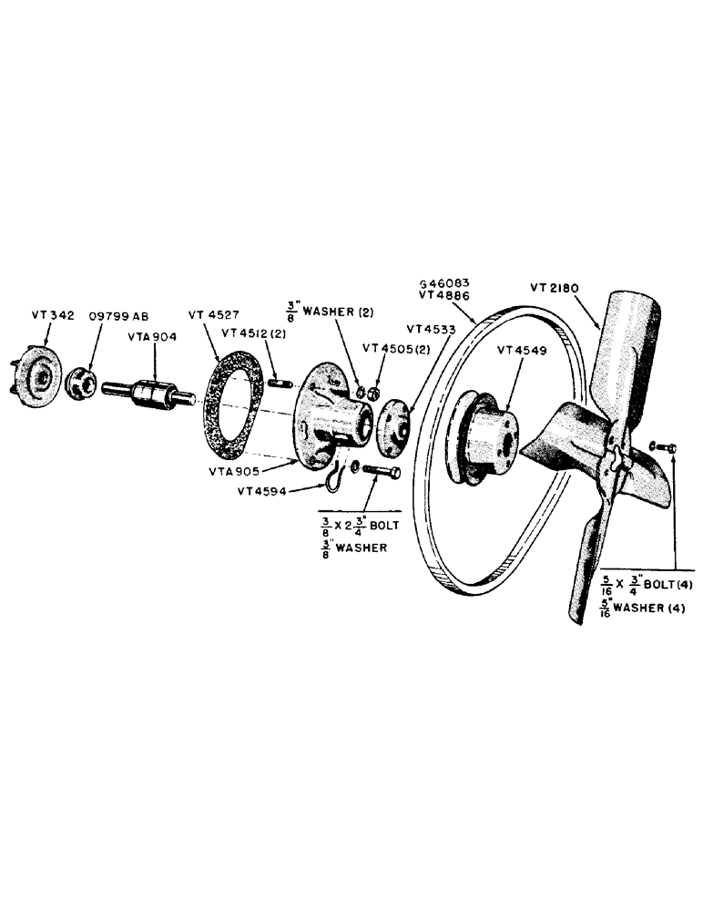 Схема запчастей Case 320 - (014) - WATER PUMP AND FAN (02) - ENGINE