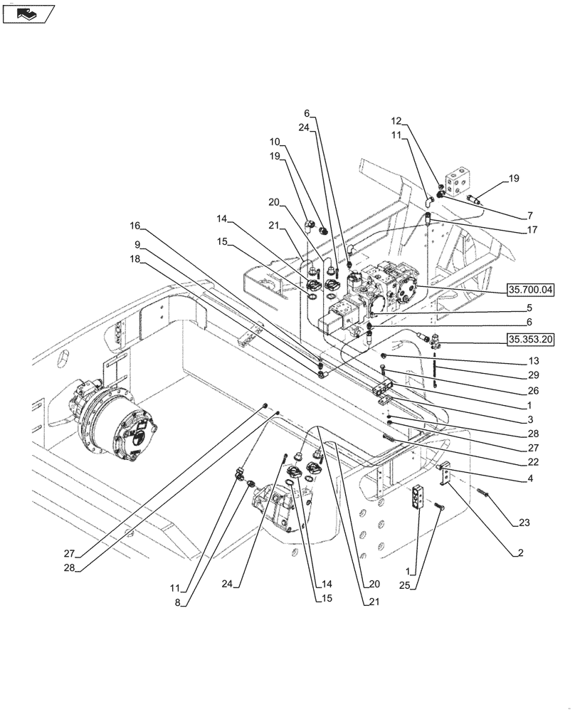 Схема запчастей Case SV216 - (35.910.03) - LINES, VIBRATORY DRUM (GROUP 324-PD) (84420281) - NARROW VERSION (35) - HYDRAULIC SYSTEMS