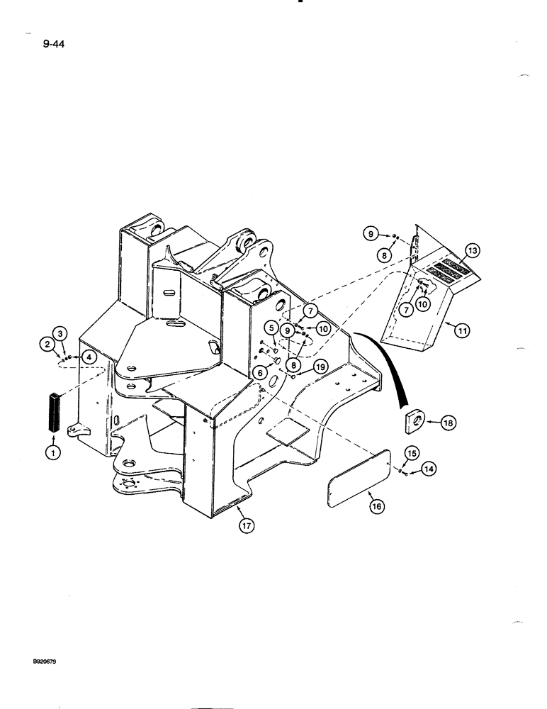 Схема запчастей Case 821 - (9-044) - FRONT FRAME AND FENDERS (09) - CHASSIS/ATTACHMENTS