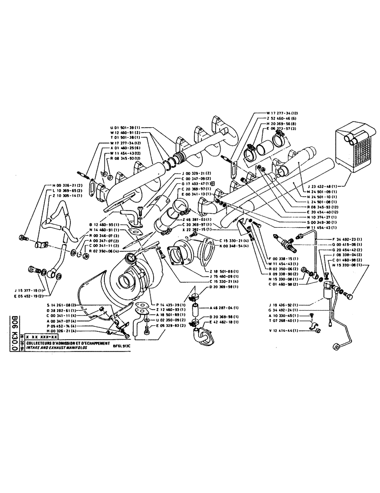 Схема запчастей Case 160CL - (078) - INTAKE AND EXHAUST MANIFOLDS (01) - ENGINE