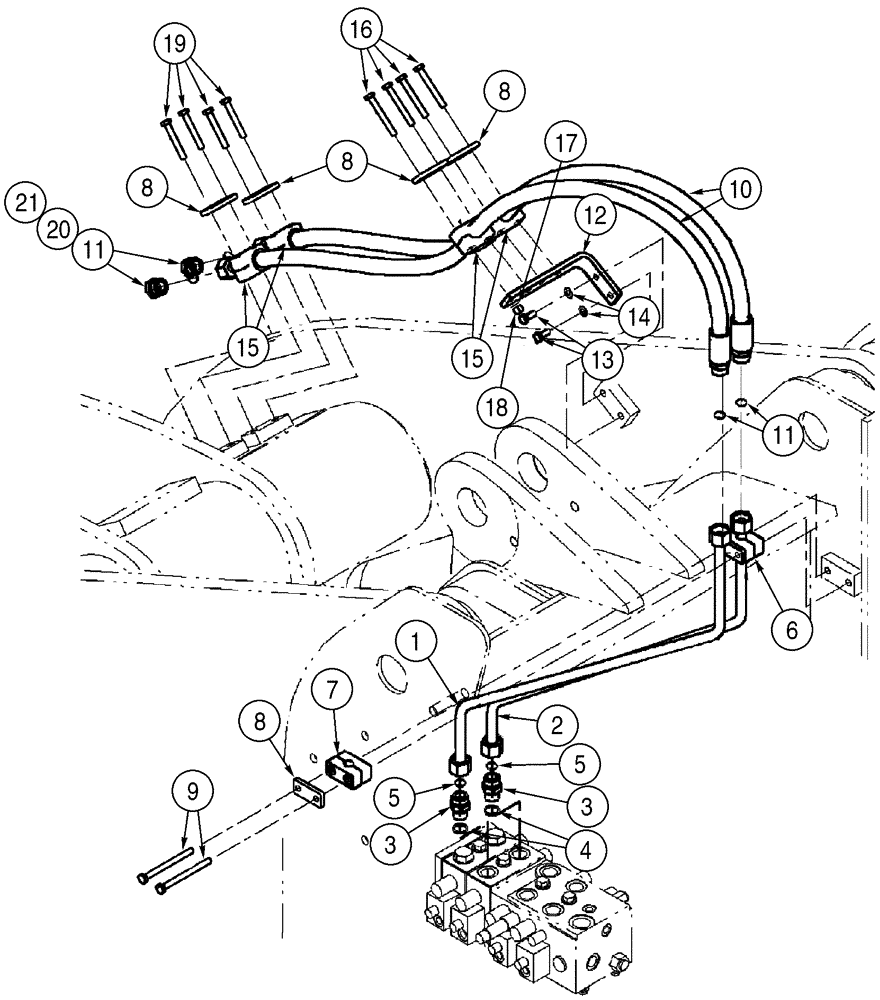 Схема запчастей Case 521D - (08-08) - HYDRAULICS - LOADER AUXILIARY, Z-BAR (08) - HYDRAULICS