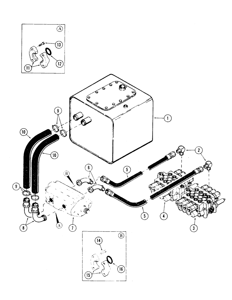 Схема запчастей Case 35 - (116) - OIL TANK TO PUMP TO VALVES TUBING (35) - HYDRAULIC SYSTEMS