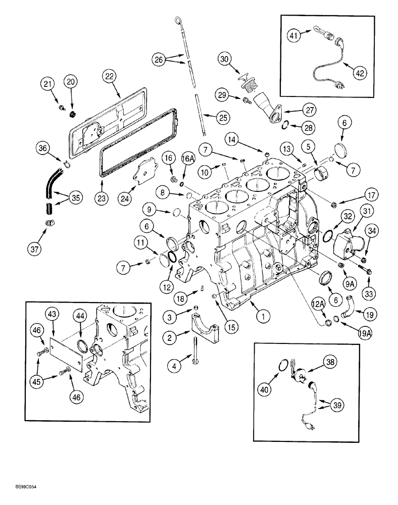 Схема запчастей Case 580SL - (2-038) - CYLINDER BLOCK, 4T-390 EMISSIONS CERTIFIED ENGINE (02) - ENGINE