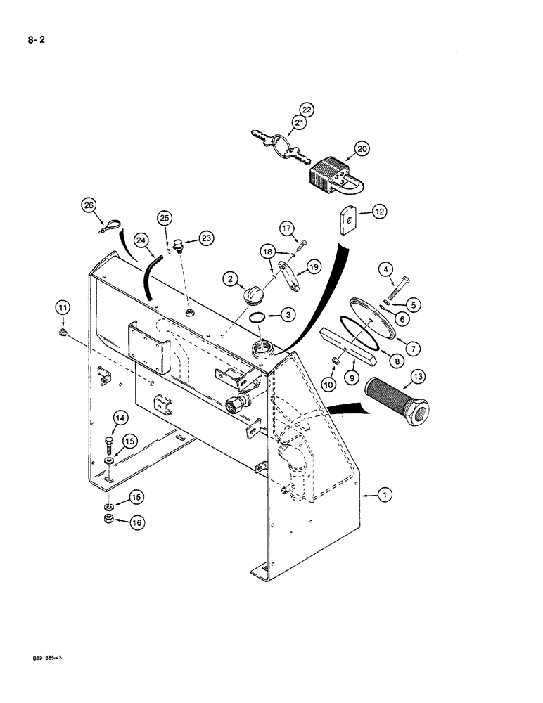 Схема запчастей Case W14C - (8-02) - HYDRAULIC RESERVOIR (08) - HYDRAULICS