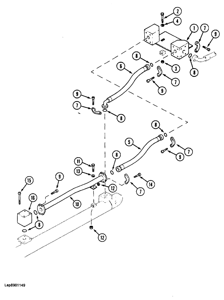 Схема запчастей Case 688 - (8-182) - TOOL CYLINDER CIRCUIT, TUBES AT ARM (08) - HYDRAULICS