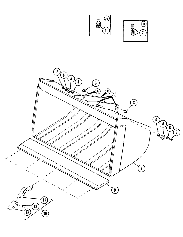 Схема запчастей Case 40 - (140) - FRONT LOADER BUCKET (84) - BOOMS, DIPPERS & BUCKETS