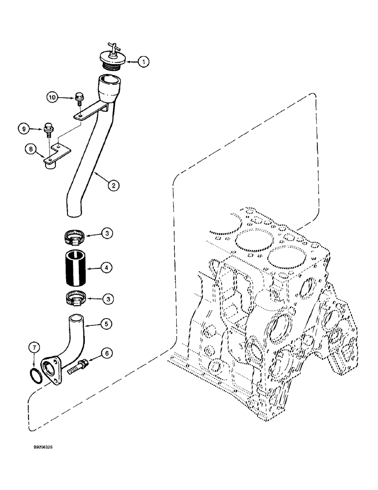 Схема запчастей Case 9010 - (2-36) - ENGINE OIL FILL ASSEMBLY, 4T-390 ENGINE (02) - ENGINE