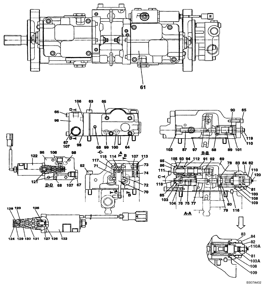 Схема запчастей Case CX160 - (08-89) - KLJ0653 PUMP ASSY, HYDRAULIC (08) - HYDRAULICS