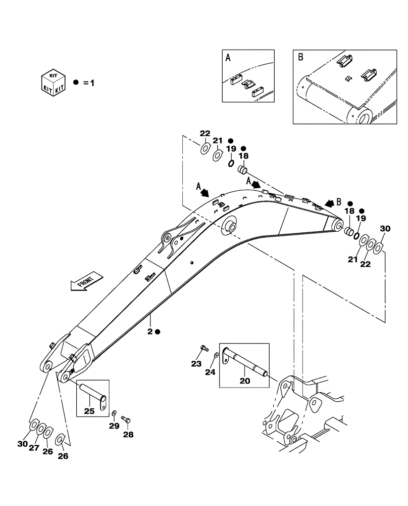 Схема запчастей Case CX300C - (09-100-00[01]) - MONOBLOCK BOOM - 6.15 M (09) - CHASSIS/ATTACHMENTS