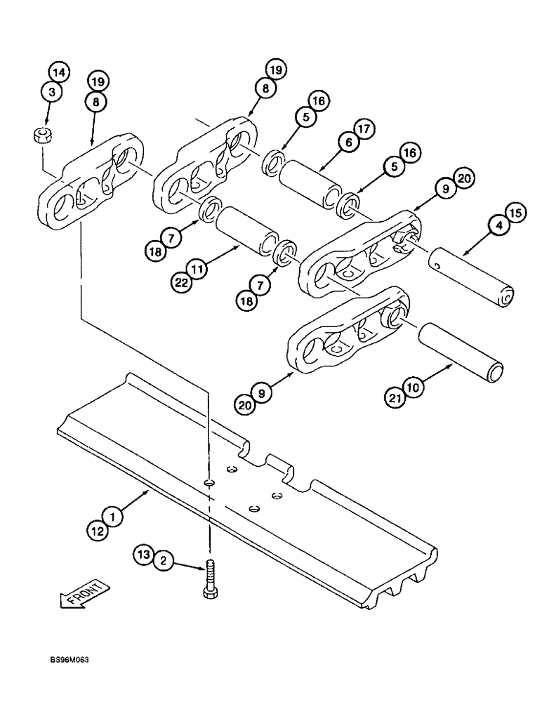 Схема запчастей Case 9060B - (5-04) - TRACK CHAIN AND SHOES, 25 LINK TRACK CHAIN ASSEMBLY (11) - TRACKS/STEERING