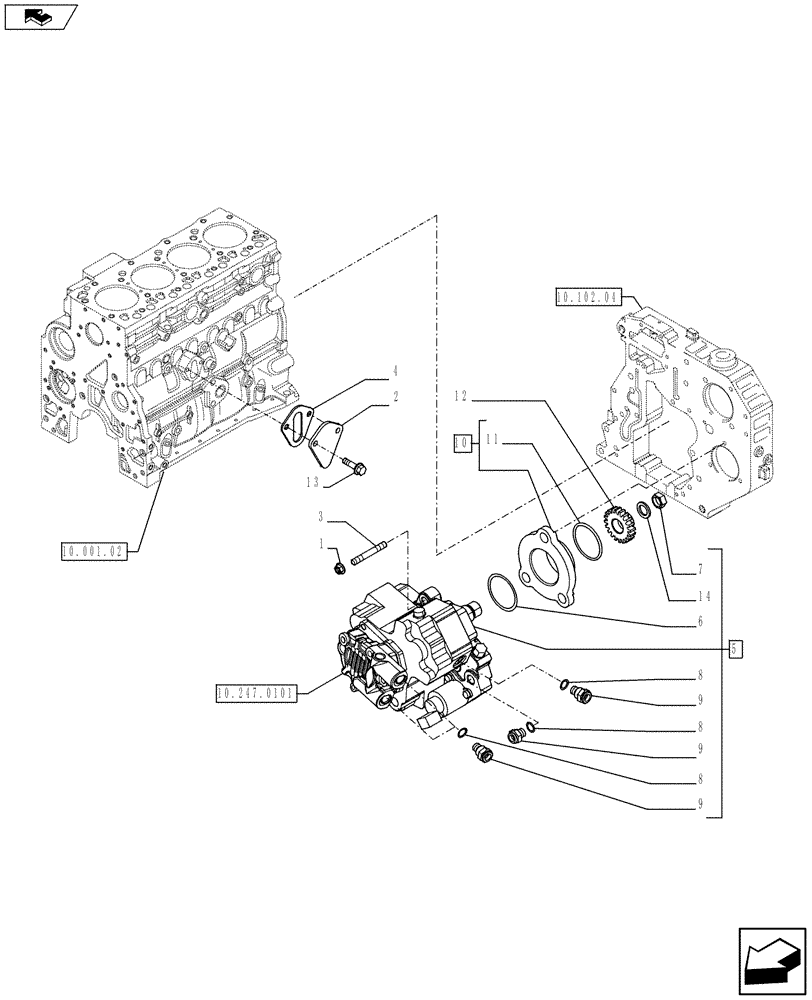 Схема запчастей Case F4HFE413J A003 - (10.247.01) - INJECTION PUMP (2852487) (10) - ENGINE