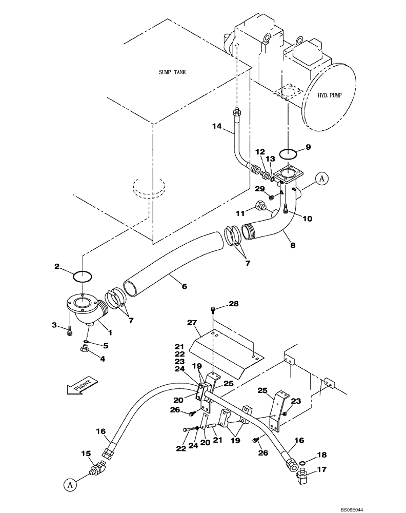 Схема запчастей Case CX800 - (08-003-00[01]) - HYDRAULIC CIRCUIT - SUCTION (08) - HYDRAULICS