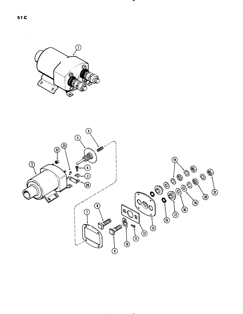 Схема запчастей Case 1150 - (051C) - STARTER SOLENOID (06) - ELECTRICAL SYSTEMS