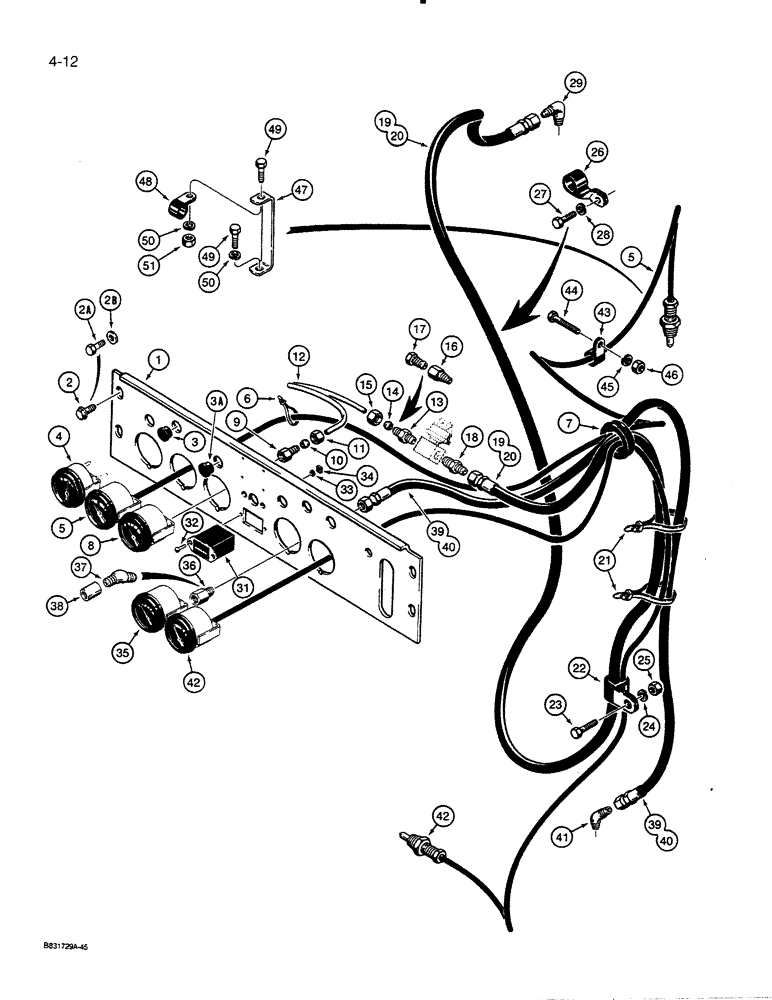 Схема запчастей Case 455C - (4-12) - INSTRUMENT PANEL AND GAUGES (04) - ELECTRICAL SYSTEMS