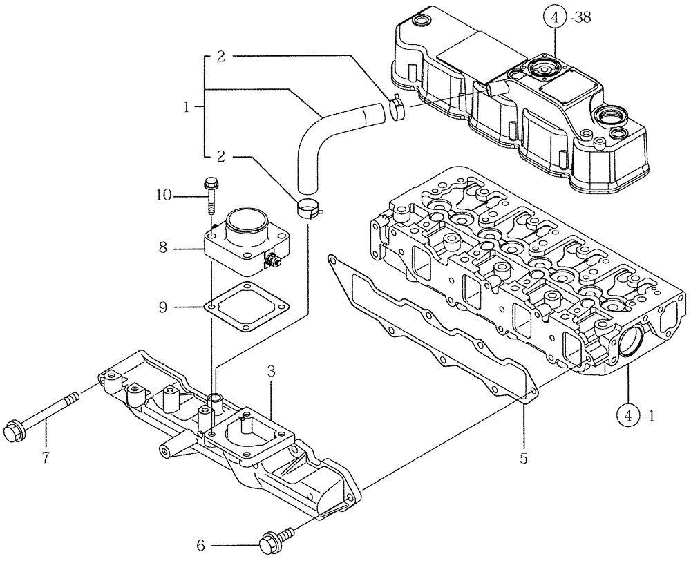 Схема запчастей Case CX50B - (08-005) - SUCTION MANIFOLD (10) - ENGINE