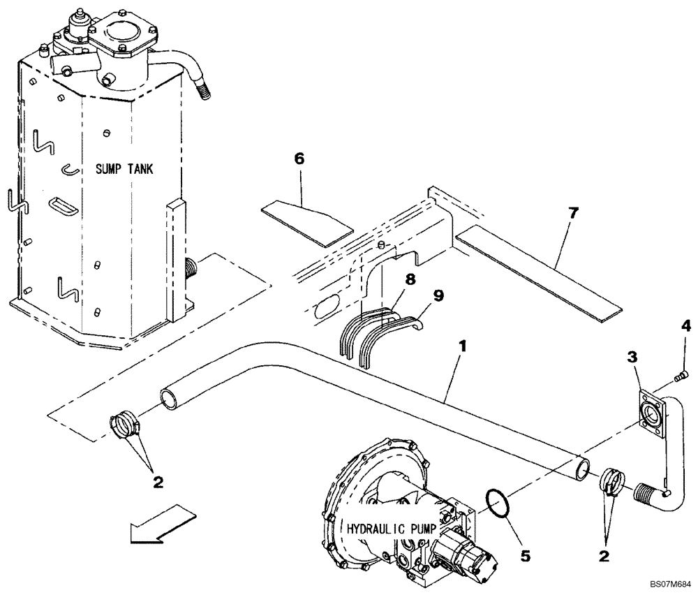 Схема запчастей Case CX80 - (08-03) - HYDRAULICS - PUMP SUCTION LINE (08) - HYDRAULICS