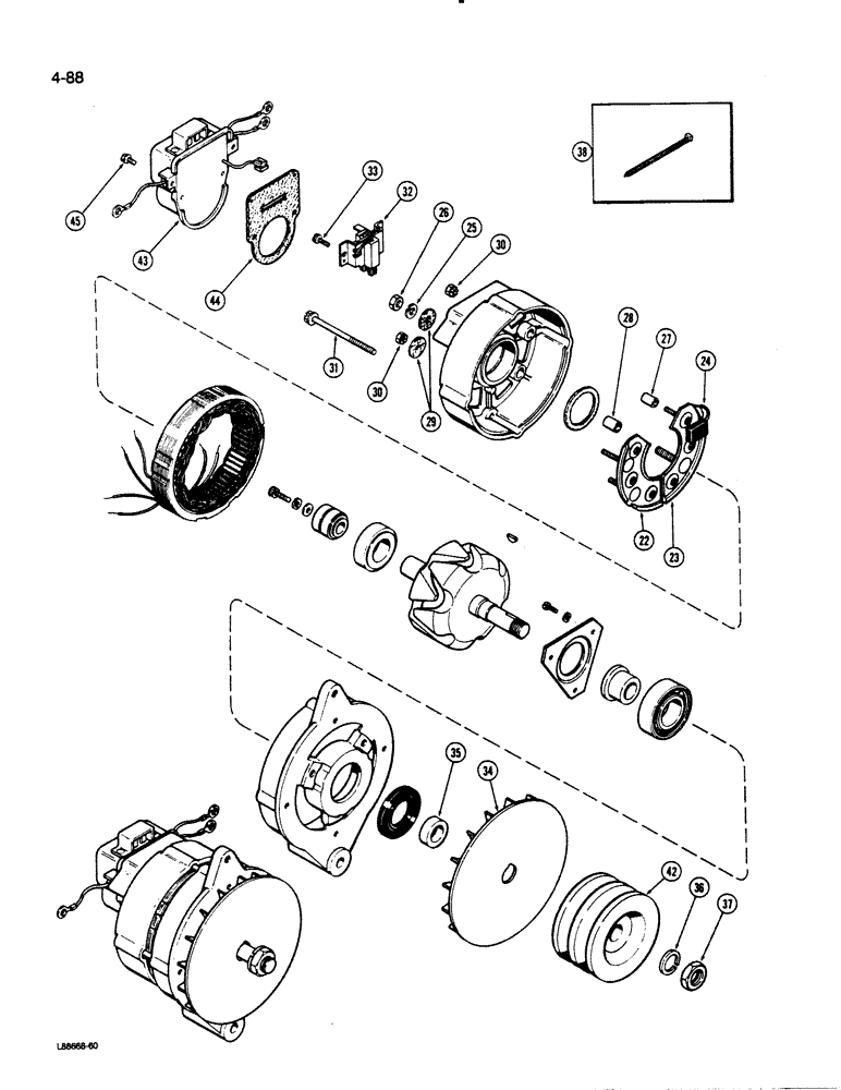 Схема запчастей Case 1455B - (4-088) - R36587 ALTERNATOR ASSEMBLY, MOTOROLA NO. 70D44025F01 (04) - ELECTRICAL SYSTEMS