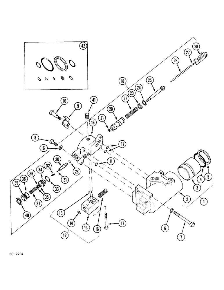 Схема запчастей Case 380B - (8-260) - DRAFT CONTROL CYLINDER AND VALVE (08) - HYDRAULICS