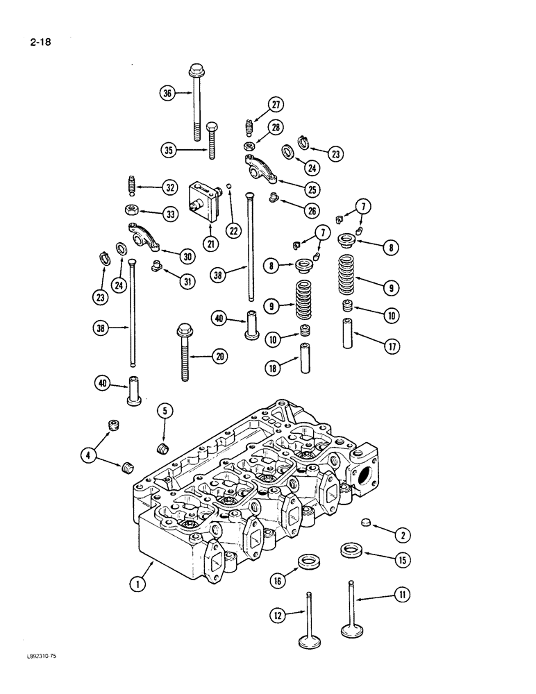 Схема запчастей Case 550 - (2-18) - CYLINDER HEAD AND VALVE MECHANISM, 4-390 ENGINE, 4T-390 ENGINE (02) - ENGINE