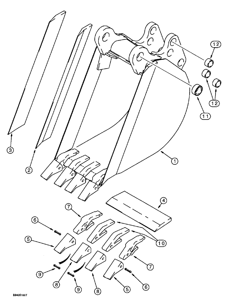 Схема запчастей Case 570LXT - (9-052) - UNIVERSAL BACKHOE BUCKETS, 406 MM (16 INCH) AND 457 MM (18 IN) WIDE (09) - CHASSIS/ATTACHMENTS