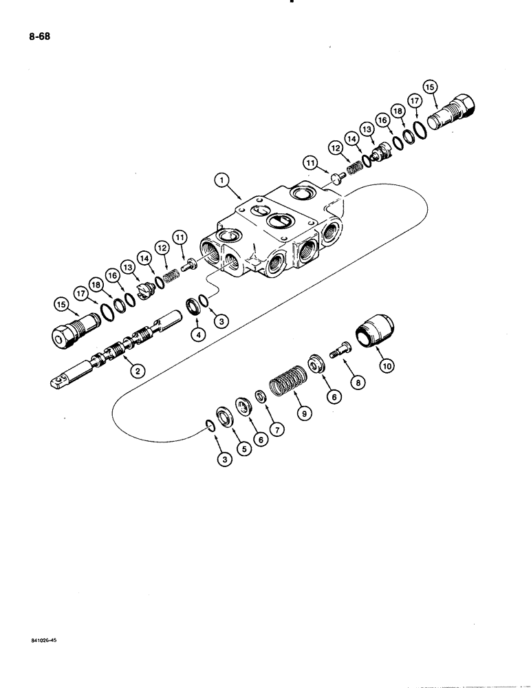 Схема запчастей Case 480E - (8-068) - CASE LOADER CONTROL VALVE - TWO SPOOL, BUCKET SECTION (08) - HYDRAULICS