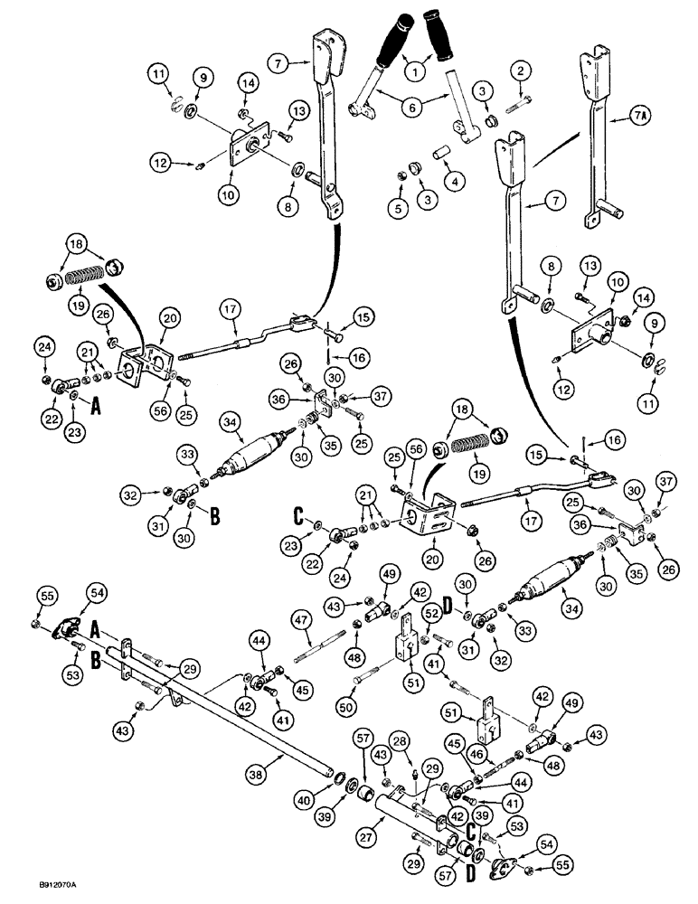 Схема запчастей Case 1825 - (6-24) - FORWARD AND REVERSE PUMP CONTROL LEVERS AND LINKAGE (06) - POWER TRAIN