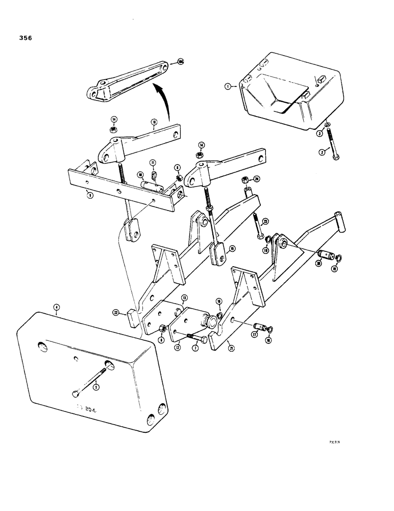 Схема запчастей Case 35 - (356) - COUNTERWEIGHTS, USED ON STANDARD BACKHOE MODELS ONLY 