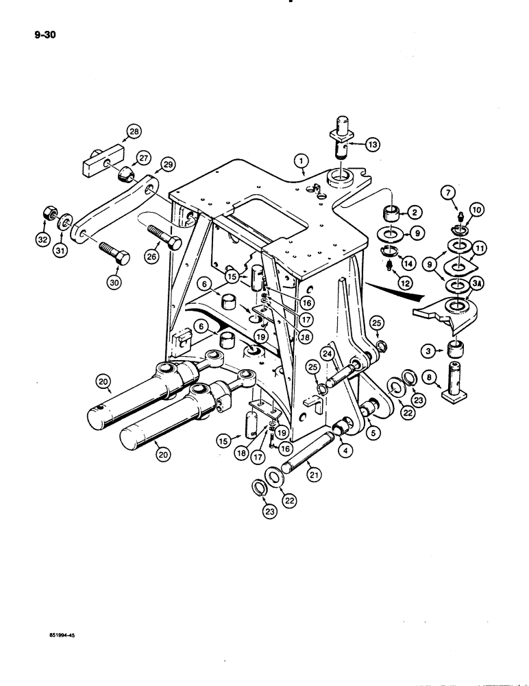 Схема запчастей Case 480E - (9-030) - BACKHOE MOUNTING FRAME, 480E MODELS ONLY (09) - CHASSIS/ATTACHMENTS