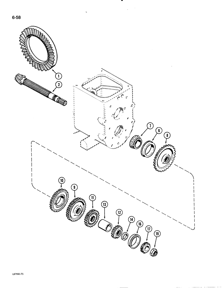 Схема запчастей Case 480E LL - (6-58) - TRANSAXLE, COUNTERSHAFT (06) - POWER TRAIN